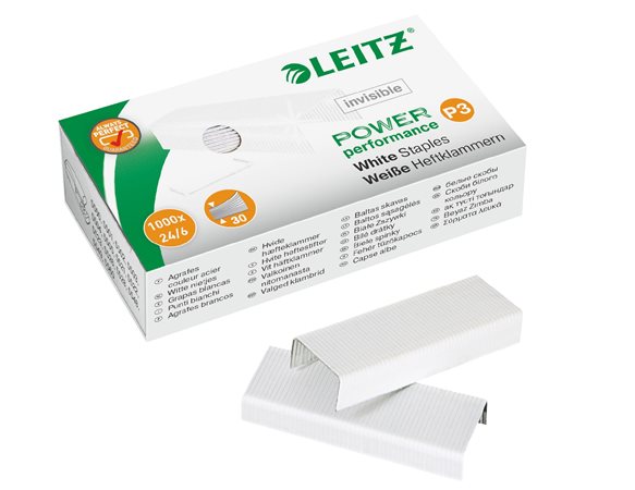 Tűzőkapocs, 24/6, LEITZ "P3", fehér - Image 2