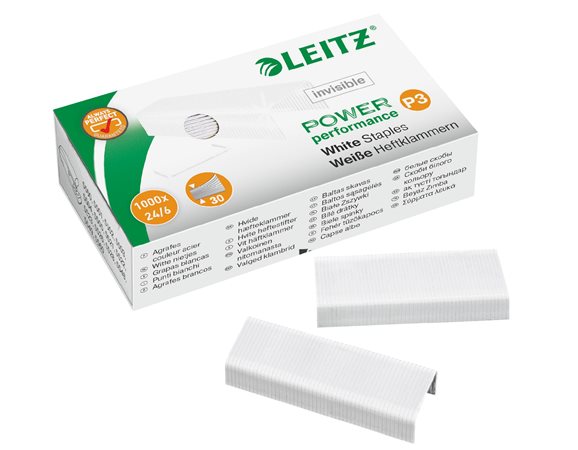 Tűzőkapocs, 24/6, LEITZ "P3", fehér - Image 3