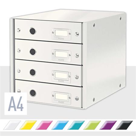 Irattároló, laminált karton, 4 fiókos, LEITZ "Click&Store", fehér - Image 2