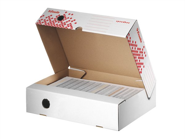 Archiválódoboz, A4, 80 mm, felfelé nyíló, karton, ESSELTE "Speedbox", fehér - Image 2