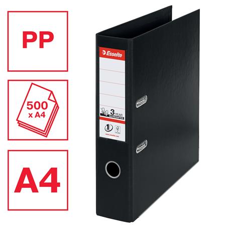 Iratrendező, 75 mm, A4, PP, élvédő sínnel, ESSELTE "Standard", Vivida fekete - Image 2