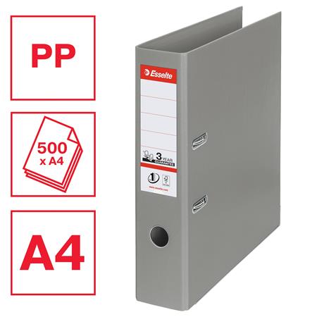 Iratrendező, 75 mm, A4, PP, élvédő sínnel, ESSELTE "Standard", szürke - Image 2