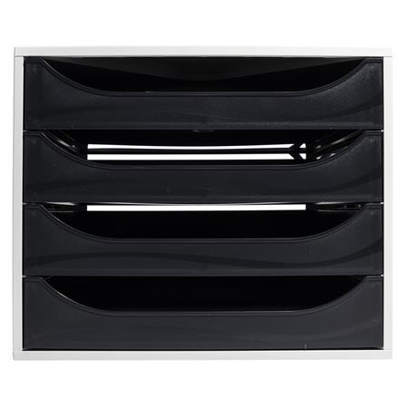 Irattároló, műanyag, 4 fiókos, EXACOMPTA "Ecobox Office", szürke-fekete - Image 2