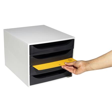 Irattároló, műanyag, 4 fiókos, EXACOMPTA "Ecobox Office", szürke-fekete - Image 3