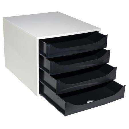 Irattároló, műanyag, 4 fiókos, EXACOMPTA "Ecobox Office", szürke-fekete - Image 4