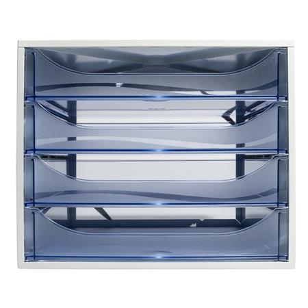 Irattároló, műanyag, 4 fiókos, EXACOMPTA "Ecobox Linicolor", jégkék - Image 2
