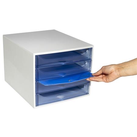 Irattároló, műanyag, 4 fiókos, EXACOMPTA "Ecobox Linicolor", jégkék - Image 3