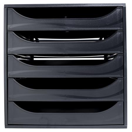 Irattároló, műanyag, 5 fiókos, EXACOMPTA "Ecobox ExoBlack", fekete - Image 2
