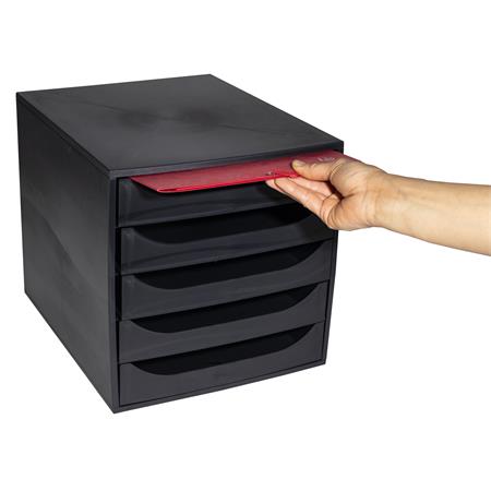 Irattároló, műanyag, 5 fiókos, EXACOMPTA "Ecobox ExoBlack", fekete - Image 3