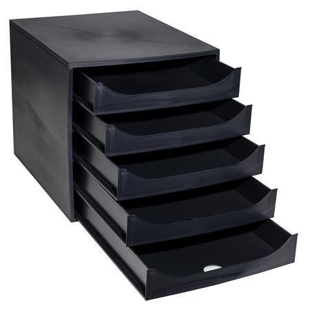 Irattároló, műanyag, 5 fiókos, EXACOMPTA "Ecobox ExoBlack", fekete - Image 4