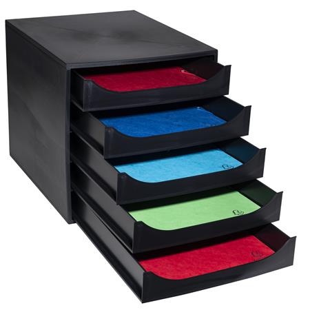 Irattároló, műanyag, 5 fiókos, EXACOMPTA "Ecobox ExoBlack", fekete - Image 5