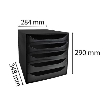 Irattároló, műanyag, 5 fiókos, EXACOMPTA "Ecobox ExoBlack", fekete - Image 6