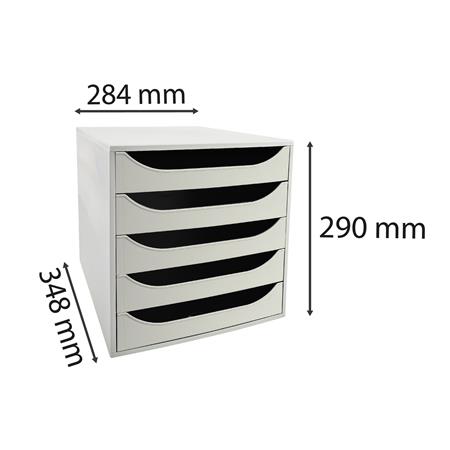 Irattároló, műanyag, 5 fiókos, EXACOMPTA "Ecobox Office", szürke - Image 6
