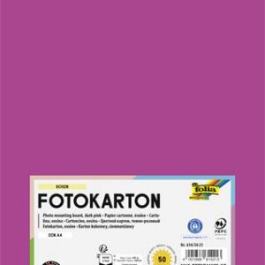 Dekorkarton, 2 oldalas, A4, 300 g, 50 lap, FOLIA, sötétrózsaszín