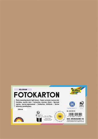 Dekorkarton, 2 oldalas, A4, 300 g, 50 lap, FOLIA, világosbarna