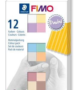 Gyurma, készlet, 12x25 g, égethető, FIMO "Soft Pastel" 12 különböző szín