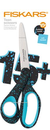 Olló, ifjúsági, 20 cm, balkezes, FISKARS, foltos pávakék - Image 3
