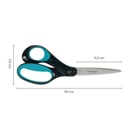 Olló, ifjúsági, 20 cm, balkezes, FISKARS, foltos pávakék - Image 4