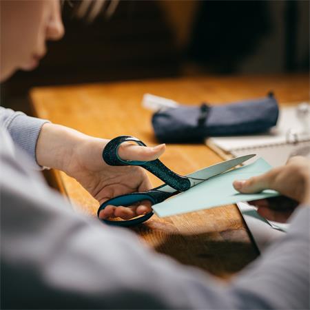 Olló, ifjúsági, 20 cm, balkezes, FISKARS, foltos pávakék - Image 6