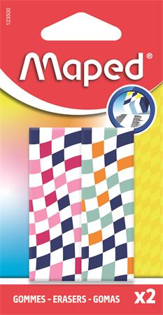 Radír, kockamintás, MAPED „Checkerboards”, vegyes minták, 2 db - Image 3