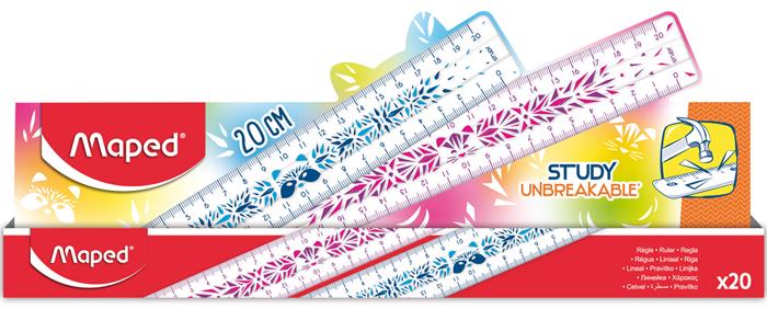 Vonalzó, műanyag, törhetetlen, 20 cm, MAPED "Study Unbreakable Fancy", vegyes színek - Image 3
