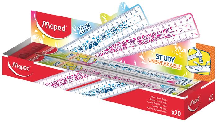 Vonalzó, műanyag, törhetetlen, 20 cm, MAPED "Study Unbreakable Fancy", vegyes színek - Image 4
