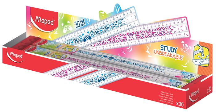 Vonalzó, műanyag, törhetetlen, 30 cm, MAPED "Study Unbreakable Fancy", vegyes színek - Image 3