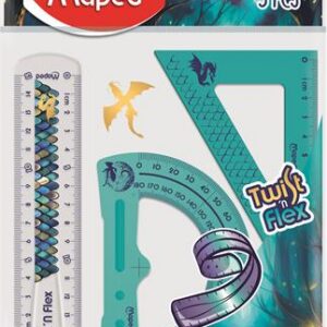 Vonalzókészlet, műanyag, törhetetlen, 3 darabos, MAPED „Dragon sárkány”