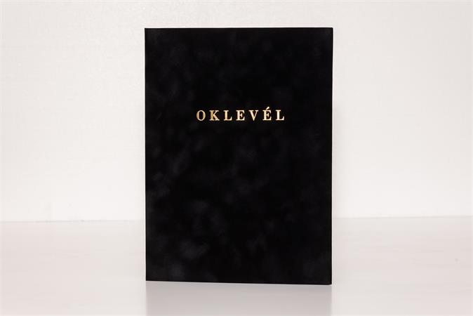 Oklevéltartó, A4, exkluzív, plüss, aranyozva, fekete - Image 2