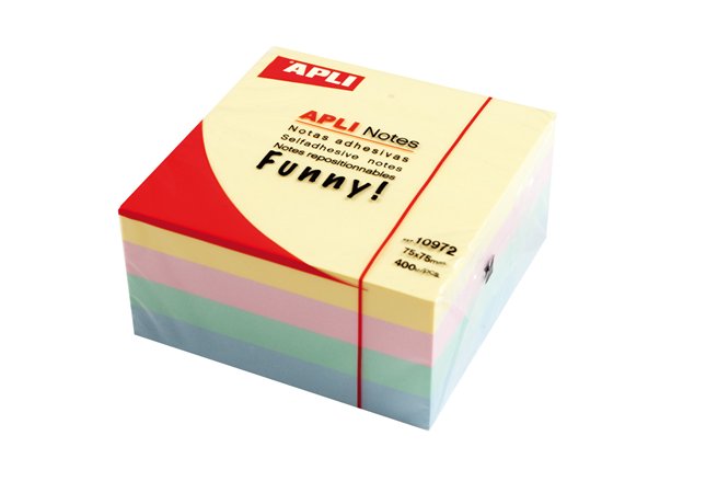 Öntapadó jegyzettömb, 75x75 mm, 400 lap, APLI "Funny", pasztell - Image 2