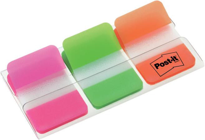 Jelölőcímke, műanyag, megerősített, 3x22 lap, 25x38 mm, 3M POSTIT, vegyes - Image 2