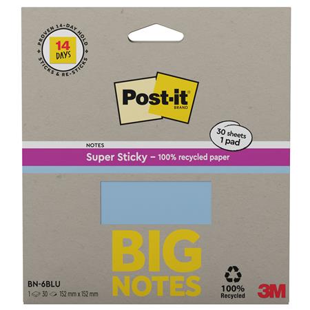 Öntapadó jegyzettömb, 152x152 mm, 30 lap, 3M POSTIT "Super Sticky", kék - Image 3