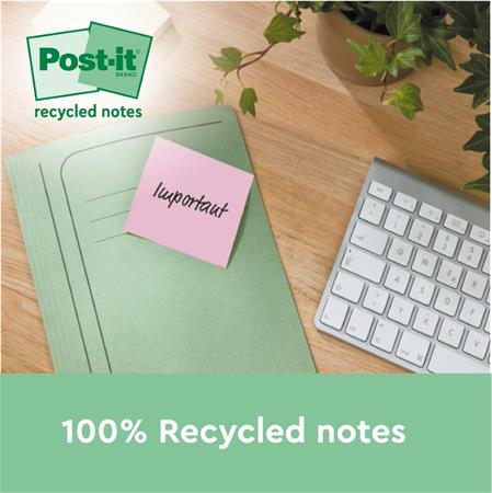 Öntapadó jegyzettömb, 38x51 mm, 6x100 lap, környezetbarát, 3M POSTIT "Nature", vegyes pasztell színek - Image 2