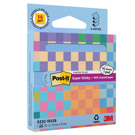Öntapadó jegyzettömb, "Z", adagolóval, 76x76 mm, 90 lap, 3M POSTIT "Super Sticky", pasztelkék - Image 3