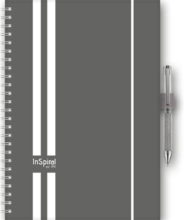 Naptár, tervező, A5, heti, DAYLINER, "InSpiral", szürke-fehér