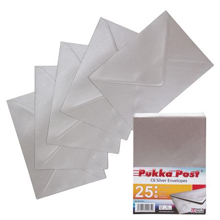 Boríték, C6, enyvezett, PUKKA PAD "Silver", ezüst - Image 2