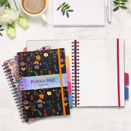 Spirálfüzet, B5, vonalas, 100 lap, PUKKA PAD "Project Book Bloom", vegyes minta - Image 5