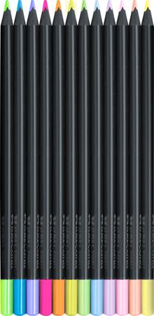 Színes ceruza készlet, háromszögletű, FABER-CASTELL "Black Edition", 6-6 különböző neon és pasztell szín - Image 2