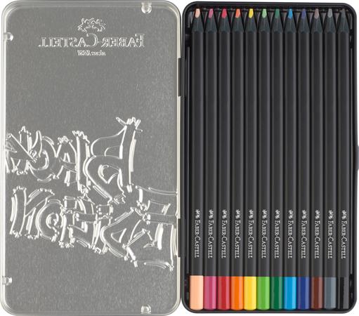 Színes ceruza készlet, háromszögletű, fémdobozban, FABER-CASTELL "Black Edition", 12 különböző szín - Image 2