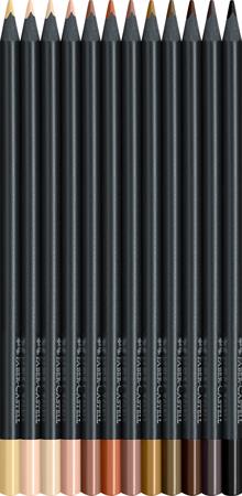 Színes ceruza készlet, háromszögletű, FABER-CASTELL "Black Edition", 12 különböző bőrszín - Image 2