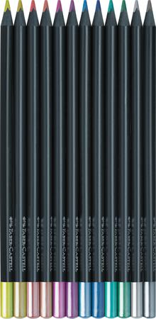 Színes ceruza készlet, háromszögletű, FABER-CASTELL "Black Edition", 12 különböző metál szín - Image 2