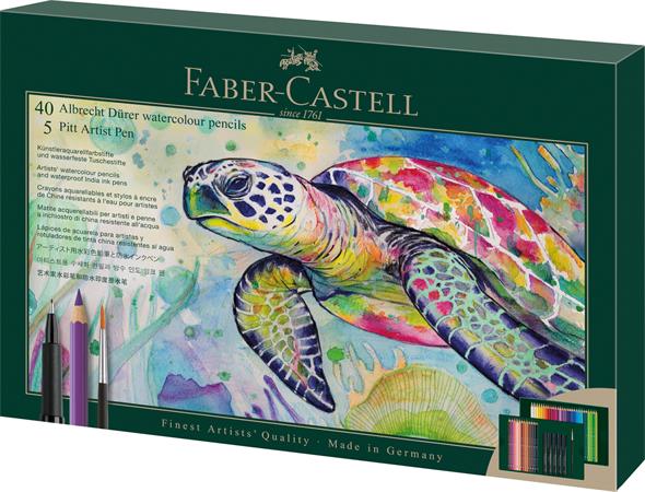 Akvarell ceruza készlet, ecsettel, FABER-CASTELL "Albrecht Dürer & Pitt Artist Pen", 46 db-os szett