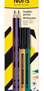 Grafitceruza és tűfilc készlet, STAEDTLER "Noris® colour edition set", narancs+zöld tűfilc
