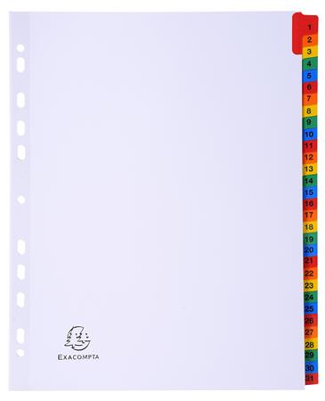 Regiszter, karton, A4+, 1-31, EXACOMPTA, fehér - Image 2