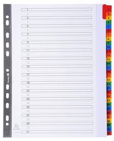 Regiszter, karton, A4+, 1-31, EXACOMPTA, fehér - Image 3