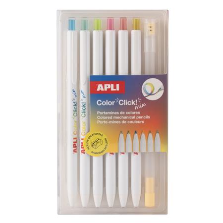 Színes töltőceruza készlet, display, többszínű írásvonal, APLI "Color Click Mix" - Image 2