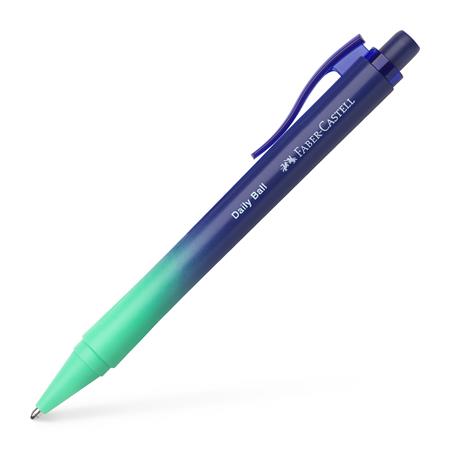 Golyóstoll, 1 mm, XB, nyomógombos, türkiz-kék tolltest, FABER-CASTELL "Daily Ball Flow", kék - Image 2